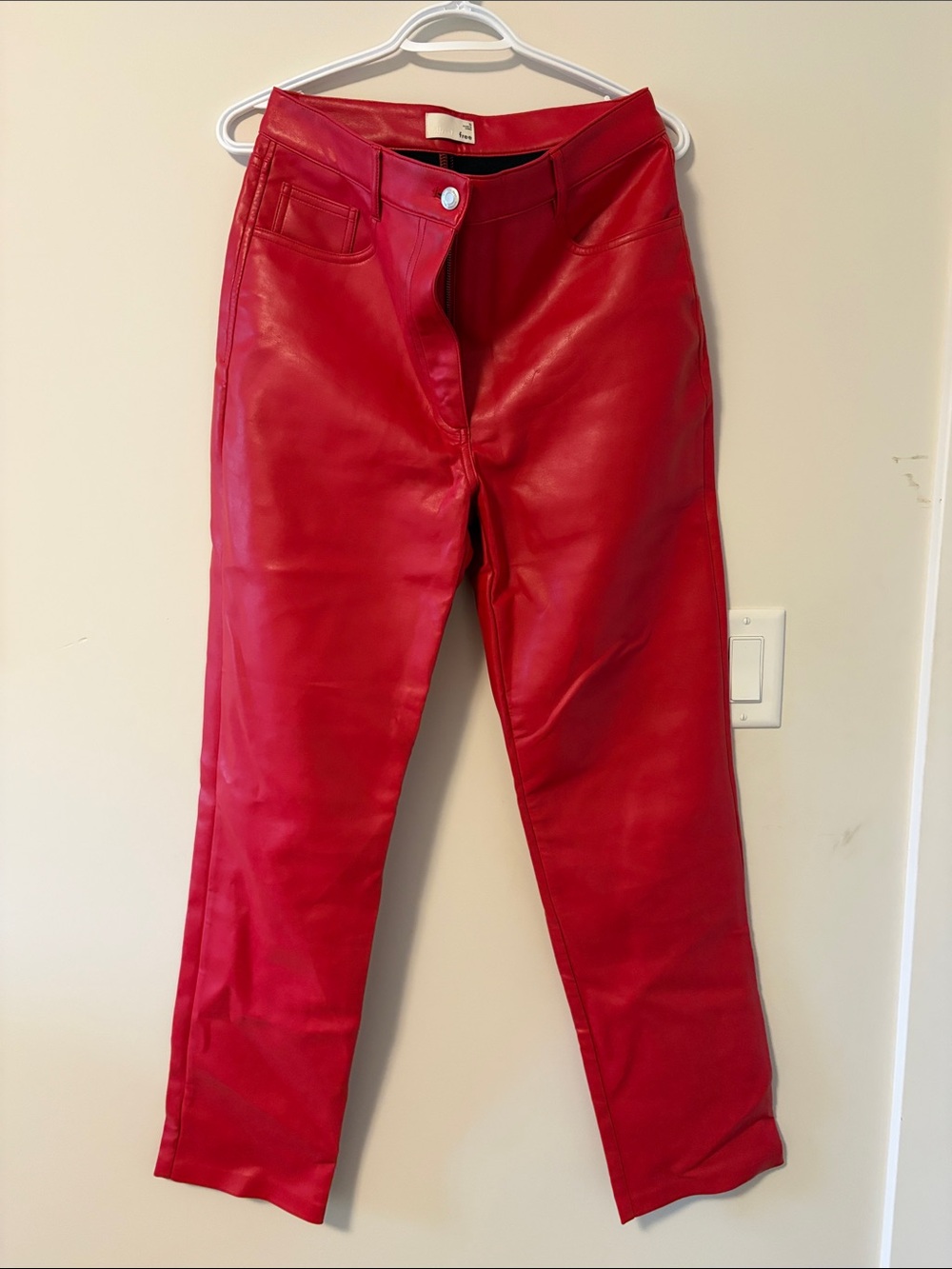 Red Melina Faux-Leather Pants